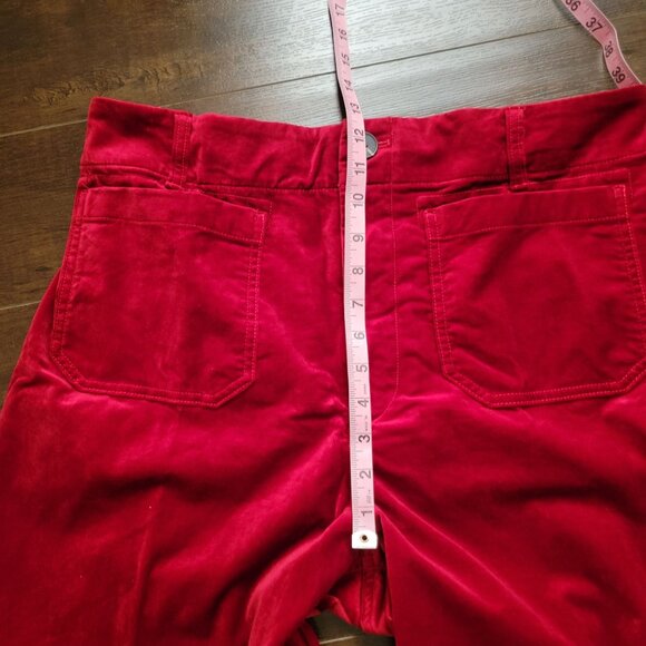 Anthropologie Maeve The Colette Wide Leg Pants Womens 33 Velvet Red Holiday Chic - Picture 6 of 8